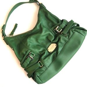 Michael Kors green leather handbag tote